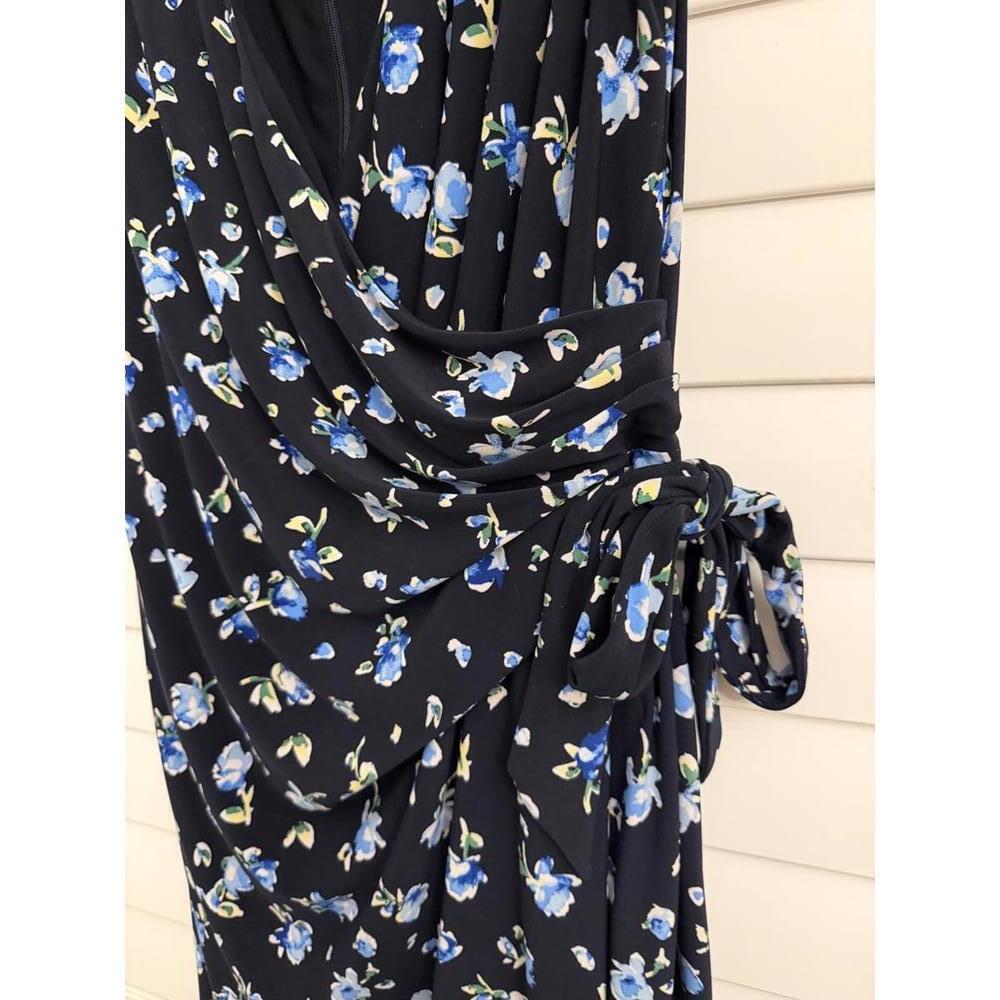 Lauren Ralph Lauren floral jersey wrap-style dress in navy blue - Picture 3 of 8